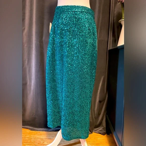 Teal sequin maxi hot sale skirt